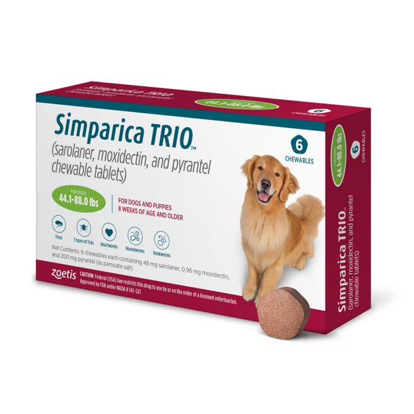 Simparica Trio Chewable Tablet for Dogs, 44.1-88 lbs